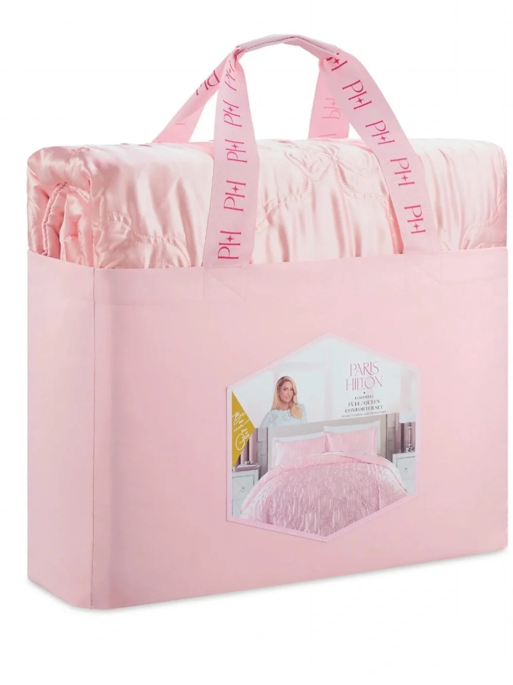 Paris Hilton 3-Piece Cordelia Satin Pink Comforter Set, King